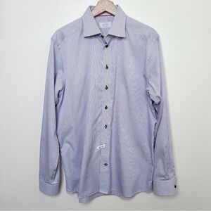 ETON Mens 41 16 Check Collar Long Sleeve Button Dress Shirt